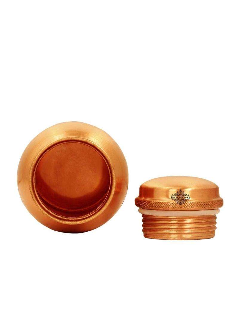 INDIAN ART VILLA Pure Copper Drinkware Gift Set of Plain Matt Finish Design 1 Bottle and 2 Glass | 750 ml | 25.4 fl oz - Indya