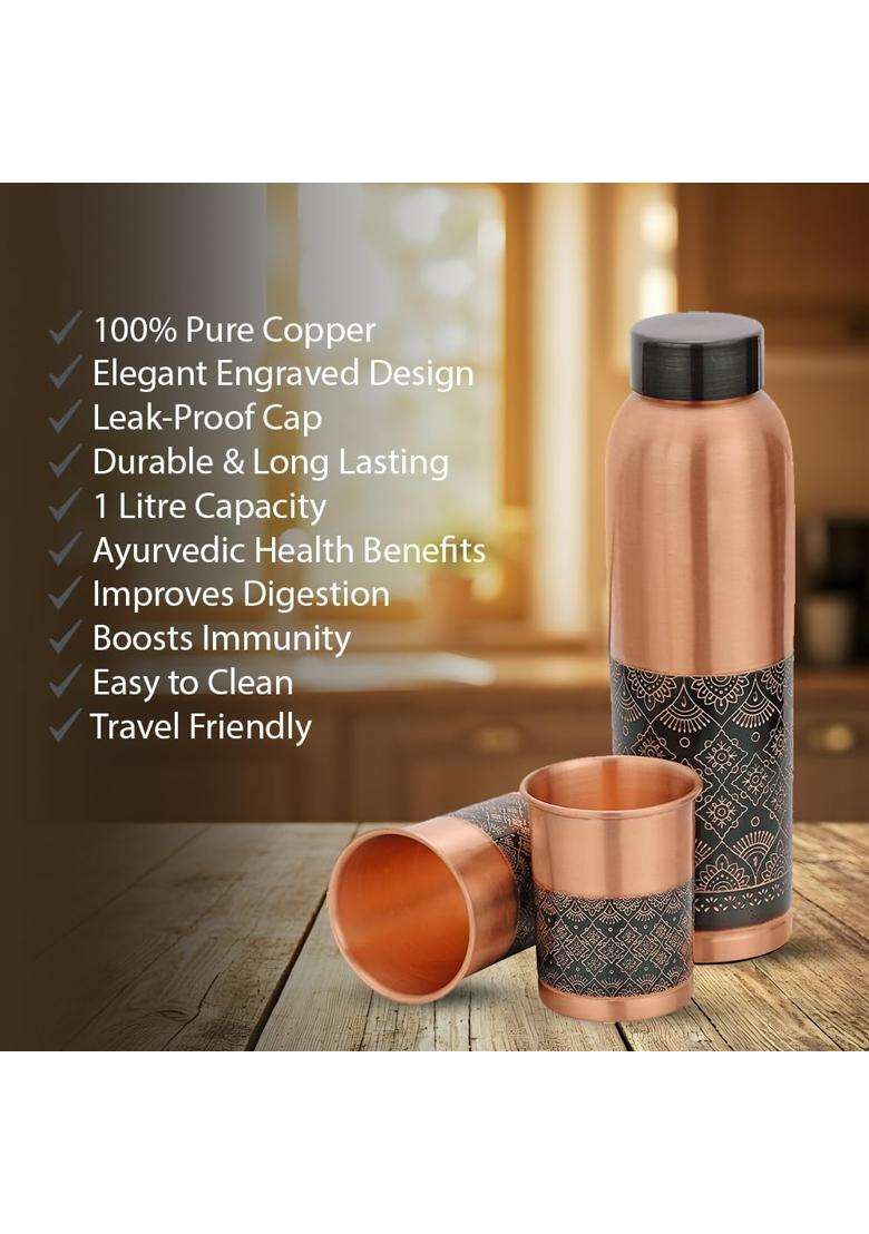 Chakmak NEER Amrit Collection Gift Set | 1 L | 1.1 Qt | 3-Piece Set | Leak Proof - Indya