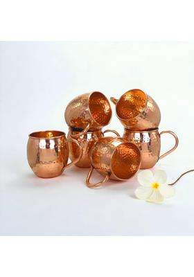 Copper-Master Pure Copper Hammered Mug Drinkware and Serveware | 400 ml | 13.5 fl oz | 6-Piece Set