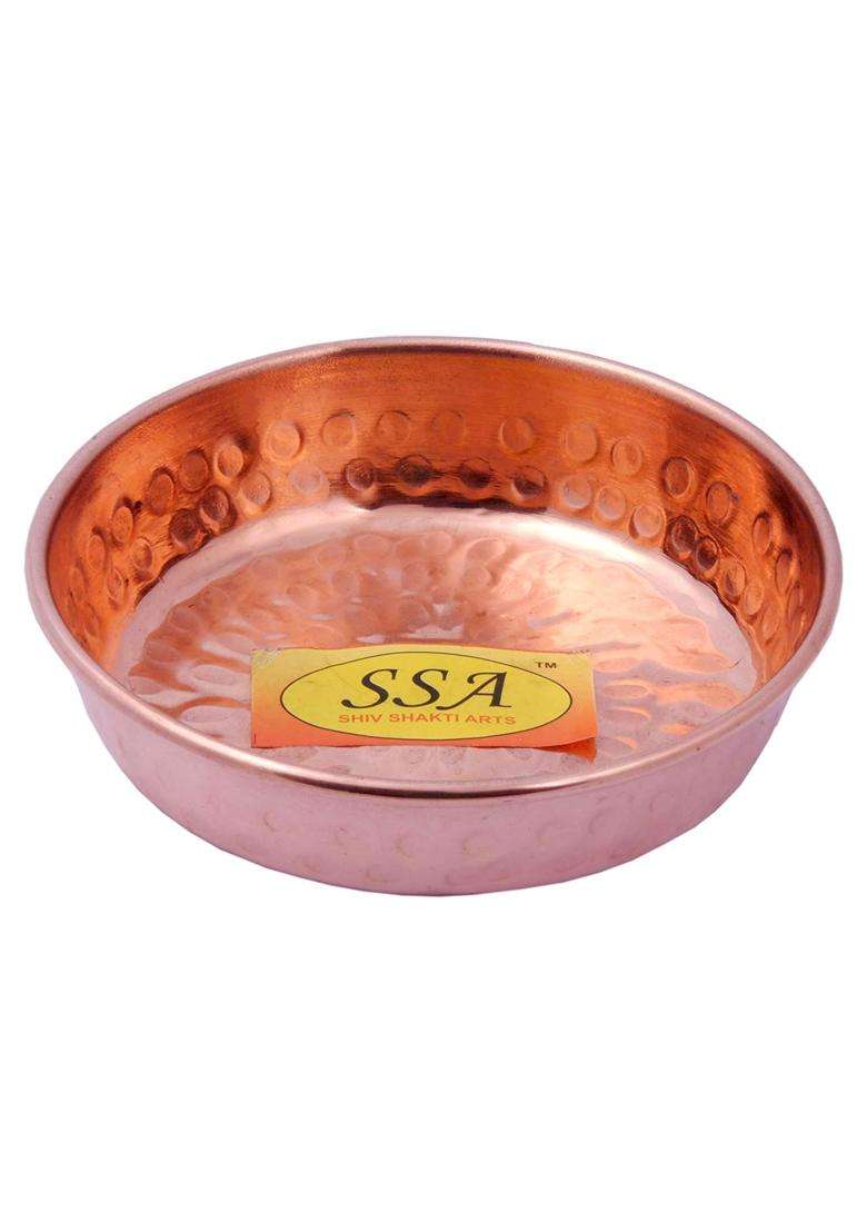 SHIV SHAKTI ARTS Copper Halwa Plate | 2-Piece Set - Indya