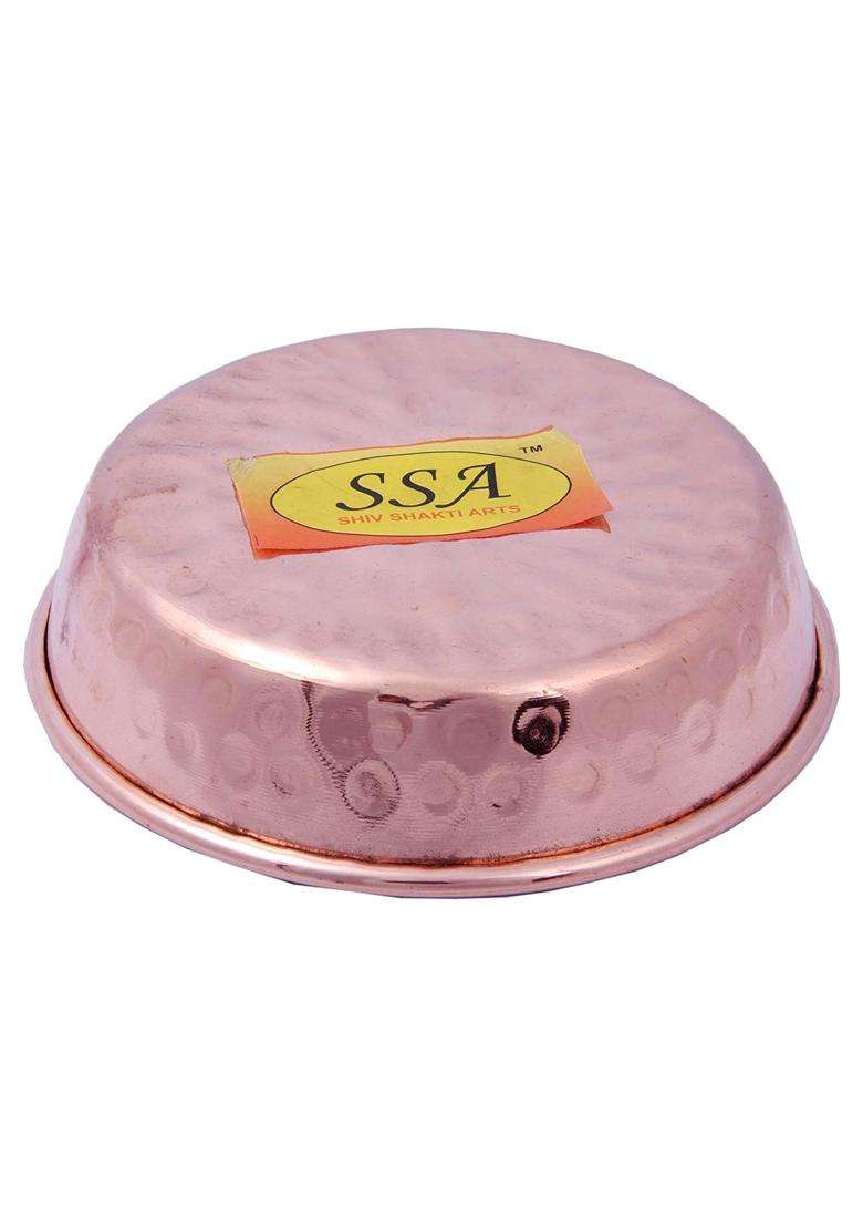SHIV SHAKTI ARTS Copper Halwa Plate | 2-Piece Set - Indya