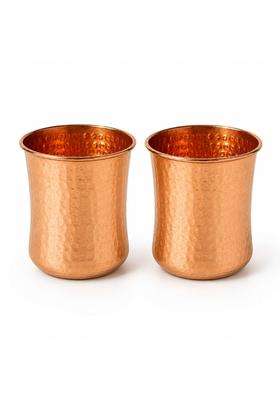 SHIV SHAKTI ARTS Pure Copper Glass Hammered Design | 350 ml | 11.8 fl oz | 2-Piece Set