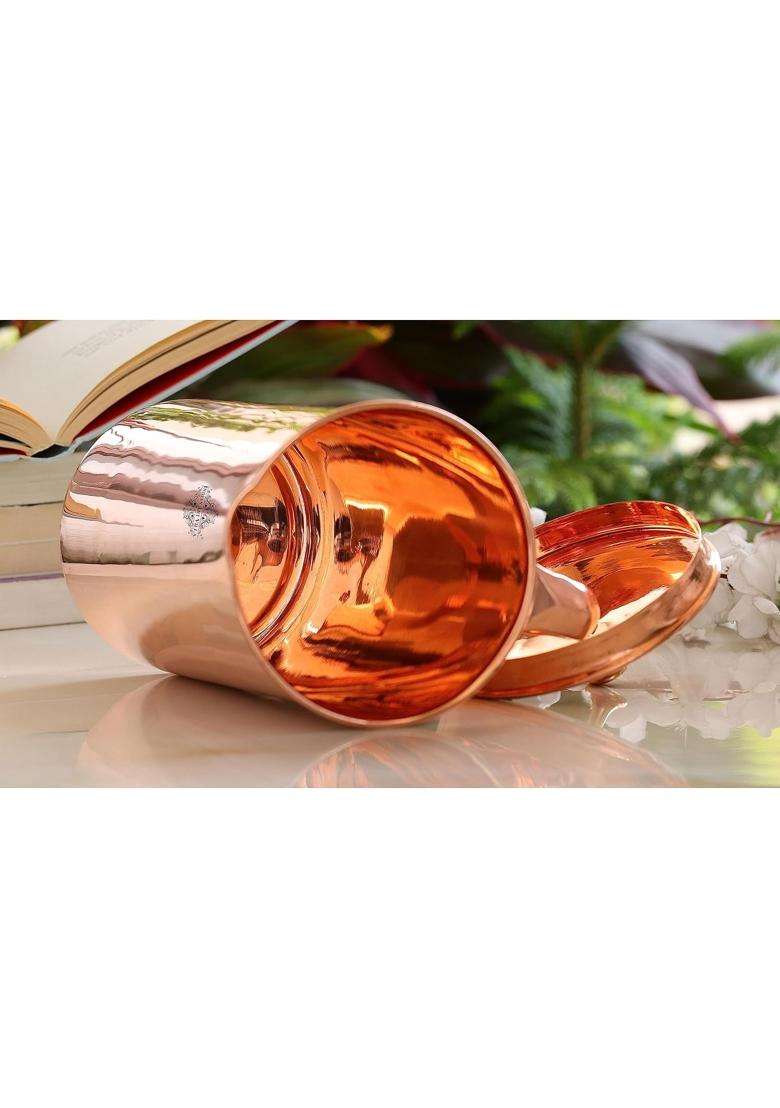 INDIAN ART VILLA Plain Shine Design Copper Jug Pitcher with Brass Knob | 1500 ml | 50.7 fl oz - Indya