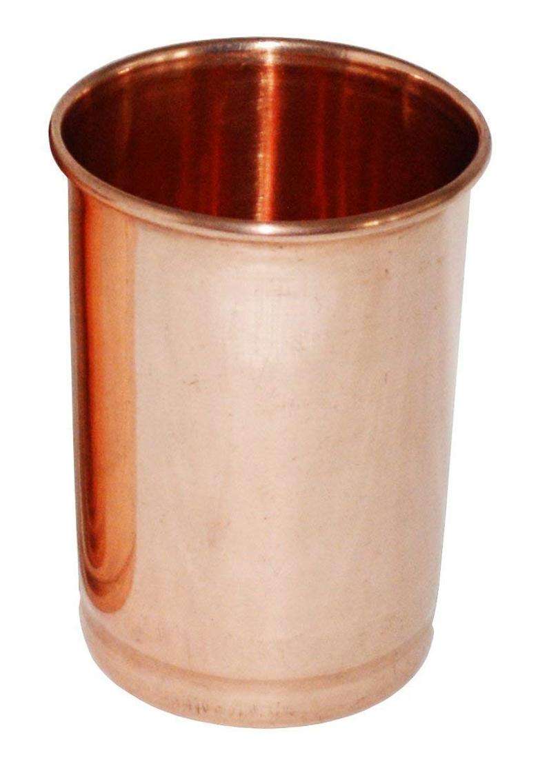 RJ kitchenware Store Copper Glass Tumblers Leak Proof Seamless Plain Brown Glass Ayurvedic Use | 350 ml | 11.8 fl oz | 2-Piece Set - Indya