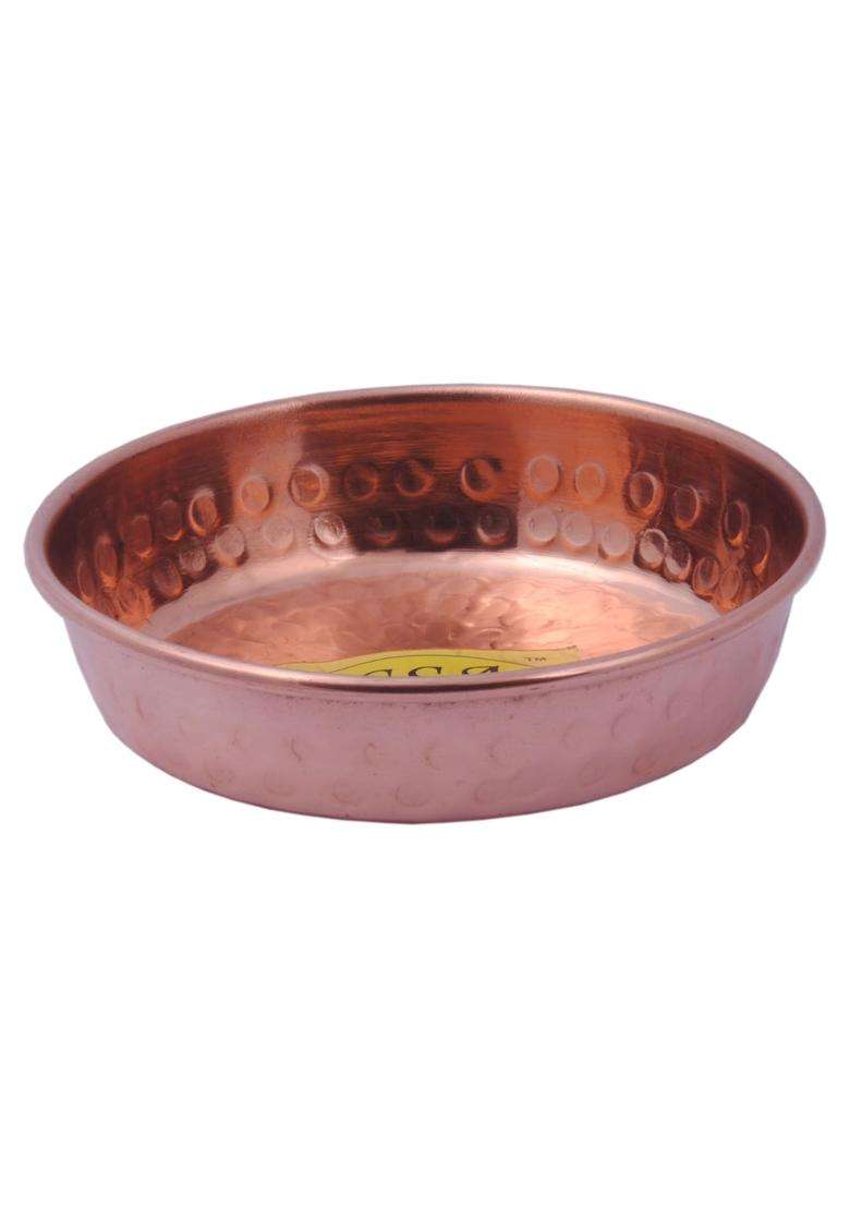SHIV SHAKTI ARTS Copper Hammered Handmade Plate with Flat Base | 100 ml | 3.4 fl oz - Indya