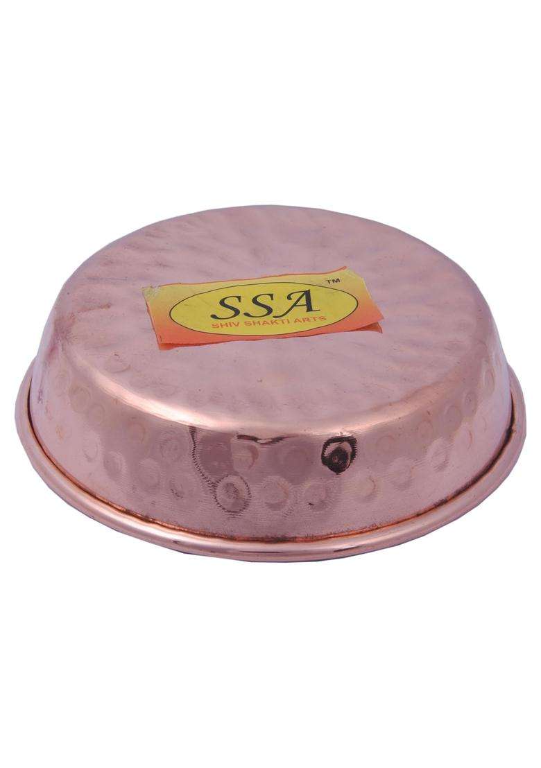 SHIV SHAKTI ARTS Copper Hammered Handmade Plate with Flat Base | 100 ml | 3.4 fl oz - Indya