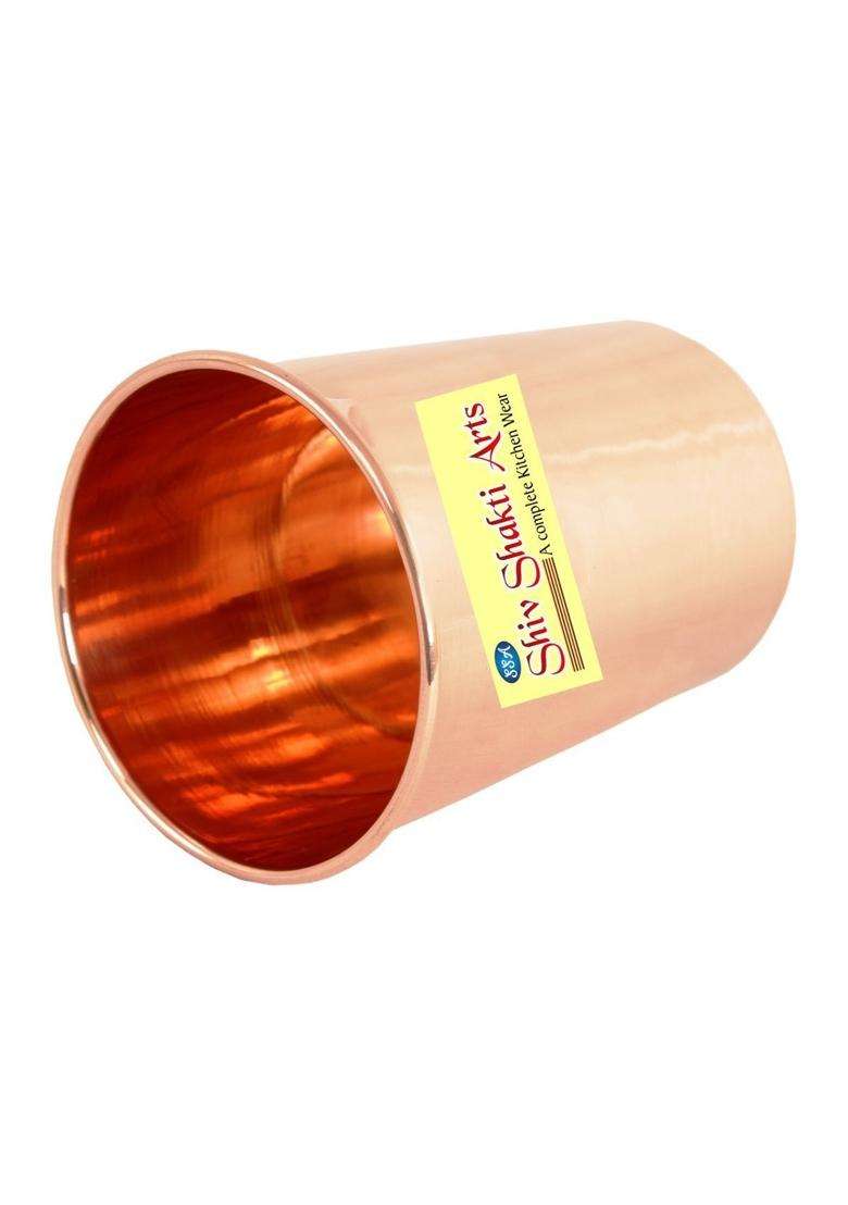 SHIV SHAKTI ARTS Handmade Pure Copper Plain Glass | 2-Piece Set - Indya