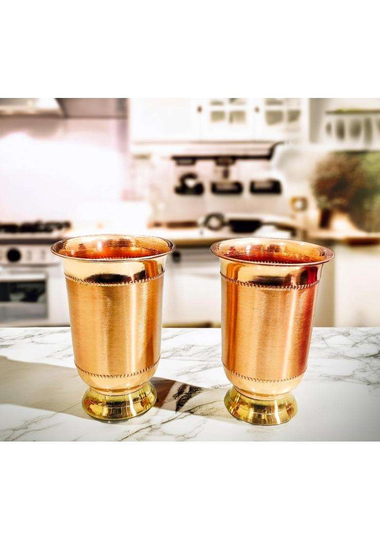 PTAL NAGRI Copper Glass | 250 ml | 8.5 fl oz | 2-Piece Set - Indya
