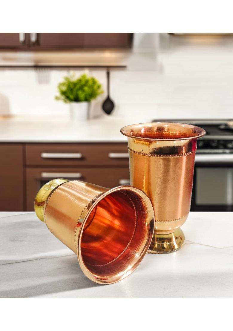 PTAL NAGRI Copper Glass | 250 ml | 8.5 fl oz | 2-Piece Set - Indya