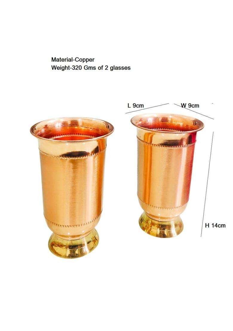 PTAL NAGRI Copper Glass | 250 ml | 8.5 fl oz | 2-Piece Set - Indya