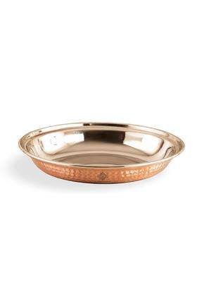 INDIAN ART VILLA Oval Steel Copper Platter Plate | 400 ml | 13.5 fl oz