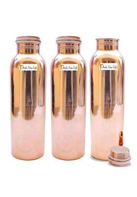 Prisha India Craft Pure Copper Water Bottle | 1000 ml | 33.8 fl oz | 3-Piece Set