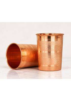SHAAN mfg. Pure Copper Plain Glass with Luxury Design | 300 ml | 10.1 fl oz | 4-Piece Set