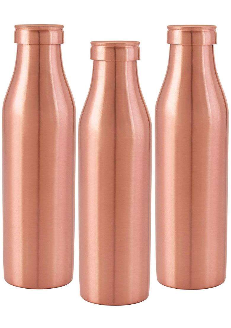 NIRLON Plain Pure Copper Bottle | 1000 ml | 33.8 fl oz | 3-Piece Set - Indya