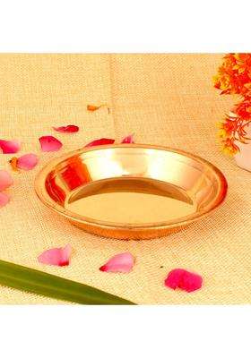 Gyarsilal's Pure Copper Tamba Puja Plate- Dia | 15.5 cm | 6.1 Inch