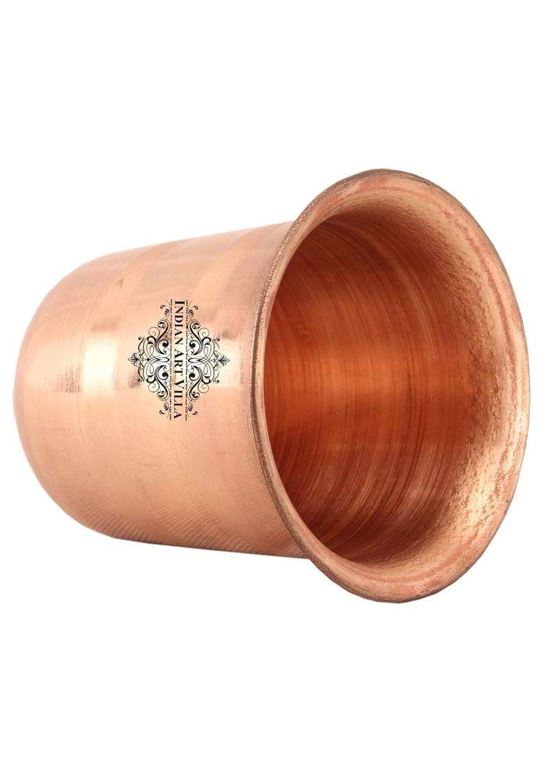 INDIAN ART VILLA Copper Pooja Glass Pure Copper Tumbler Cup for Drinking and Serving Water | 100 ml | 3.4 fl oz | Pack of 2 - Indya