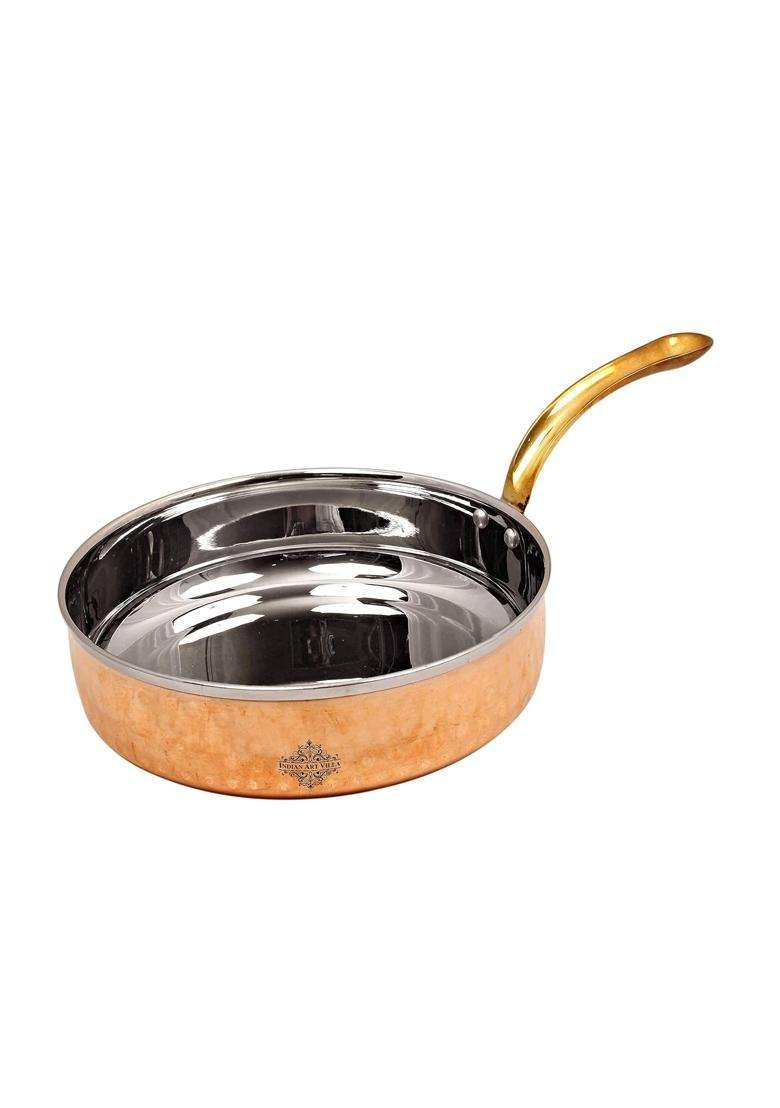INDIAN ART VILLA Steel Copper Serving Pan | 350 ml | 11.8 fl oz - Indya