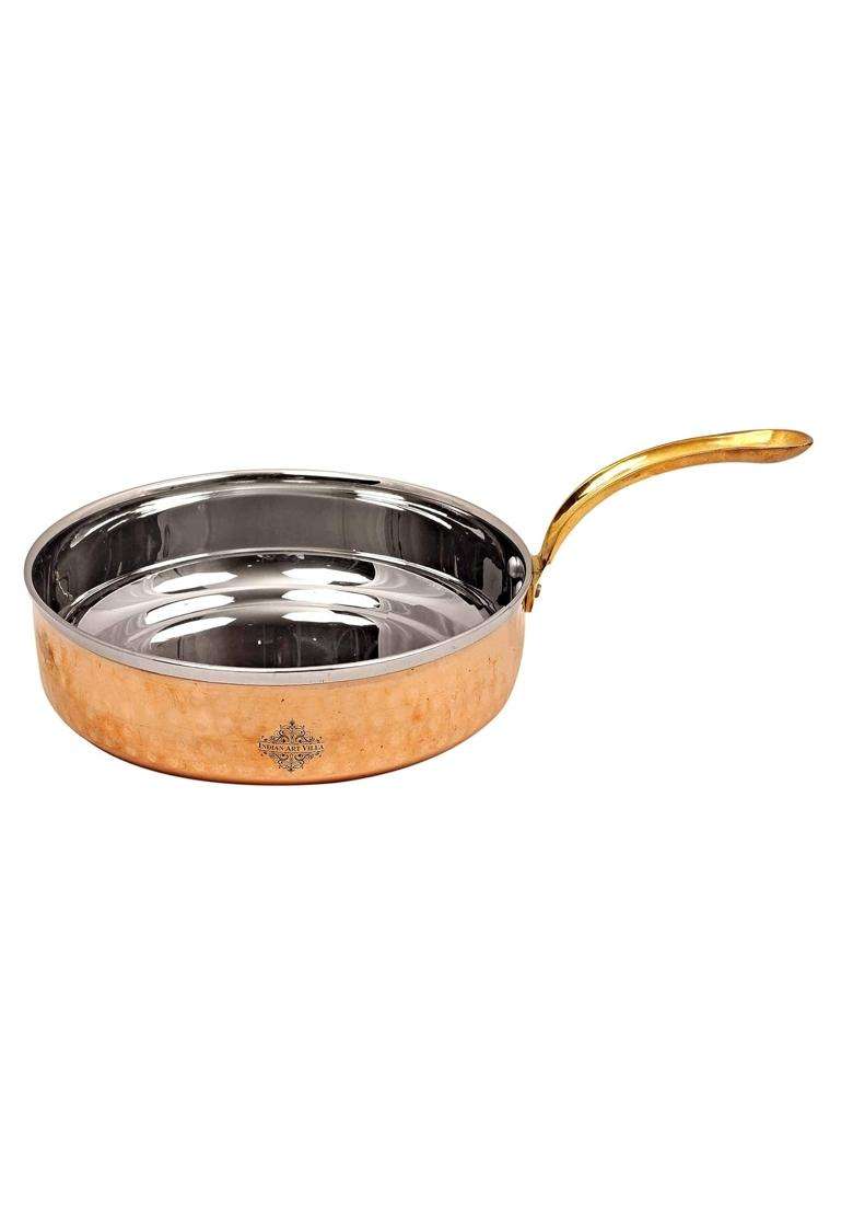 INDIAN ART VILLA Steel Copper Serving Pan | 350 ml | 11.8 fl oz - Indya