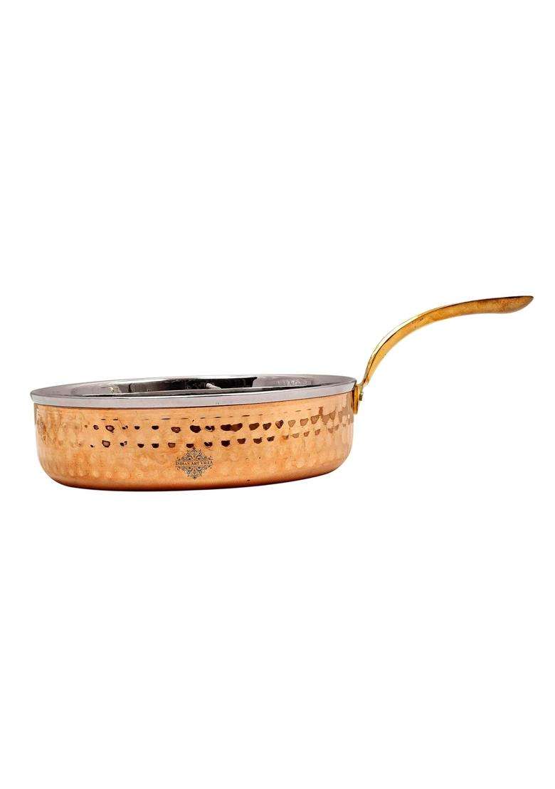 INDIAN ART VILLA Steel Copper Serving Pan | 350 ml | 11.8 fl oz - Indya