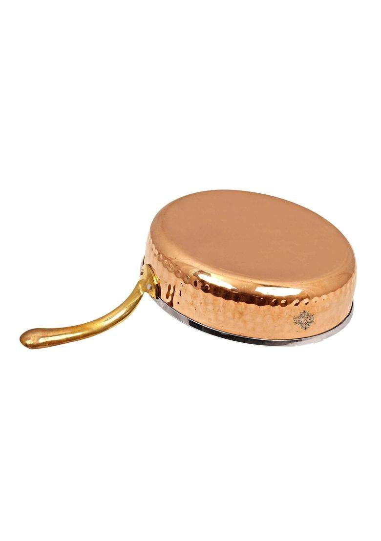 INDIAN ART VILLA Steel Copper Serving Pan | 350 ml | 11.8 fl oz - Indya