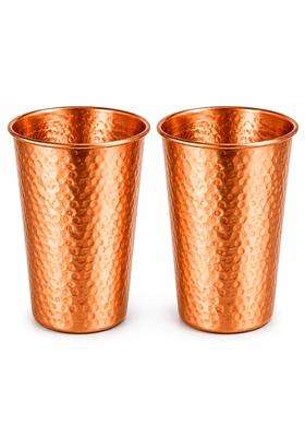 i2collections Pure Copper Water Glass Hammered Copper Tumbler for Ayurvedic Drinking Water | 300 ml | 10.1 fl oz | 2-Piece Set | Handcrafted