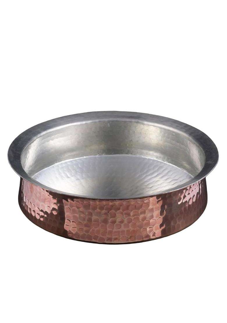 SHAAN mfg. Copper Lagan with Lid for Cooking | 3 L | 3.2 Qt | Handcrafted | Hammered Finish - Indya