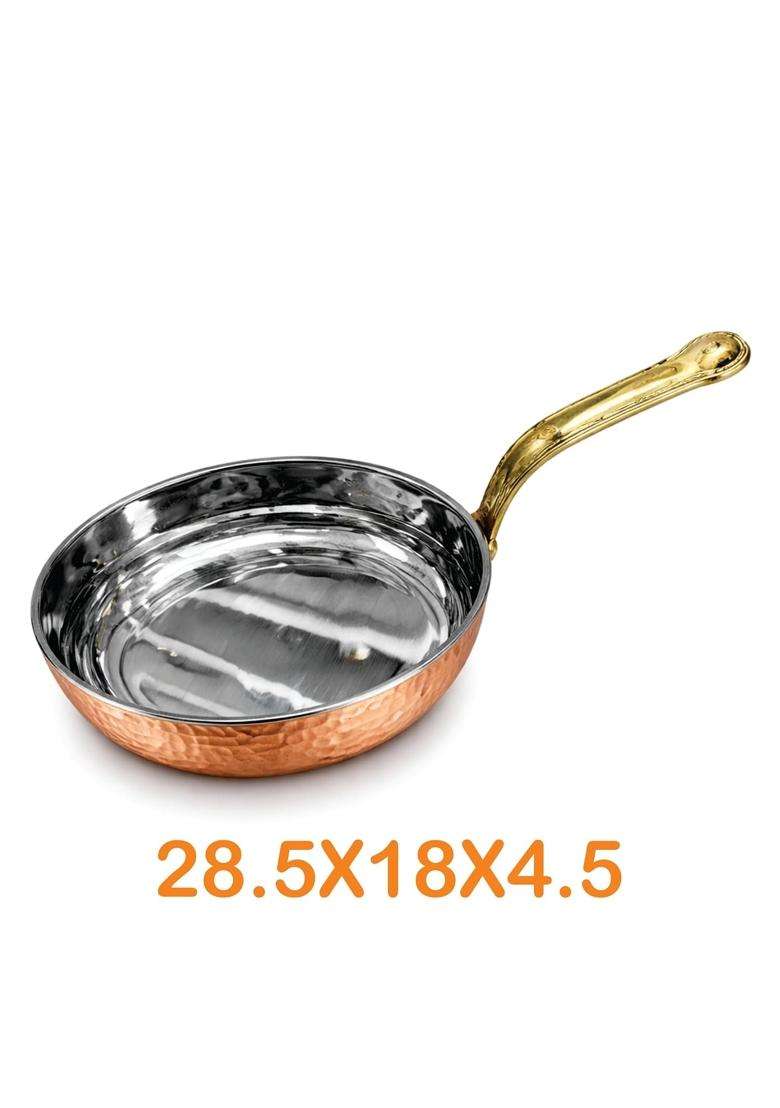 AANYA HOME CRAFT Hammered Copper Fry Pan with Long Handle | 26 cm | 10.2 Inch | Dishwasher Safe - Indya