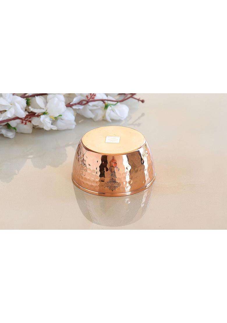 INDIAN ART VILLA Hammered Copper Bowl | 400 ml | 13.5 fl oz - Indya