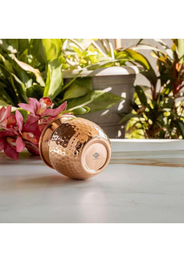INDIAN ART VILLA Pure Copper Hammered Lota | 350 ml | 11.8 fl oz - Indya
