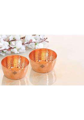 INDIAN ART VILLA Hammered Copper Bowl | 400 ml | 13.5 fl oz | Pack of 2