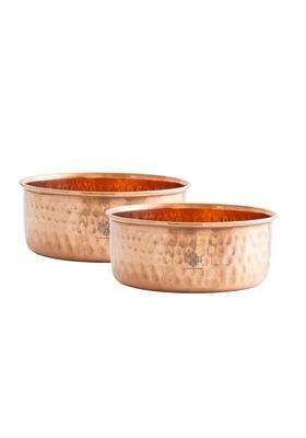 INDIAN ART VILLA Pure Copper Hammered Design Bowl Katori | 200 ml | 6.8 fl oz | 2-Piece Set