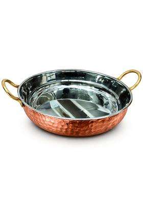 AANYA HOME CRAFT Copper Fry Pan with Stainless Steel Interior | 19 cm | 7.5 Inch | Dishwasher Safe | Hammered Finish