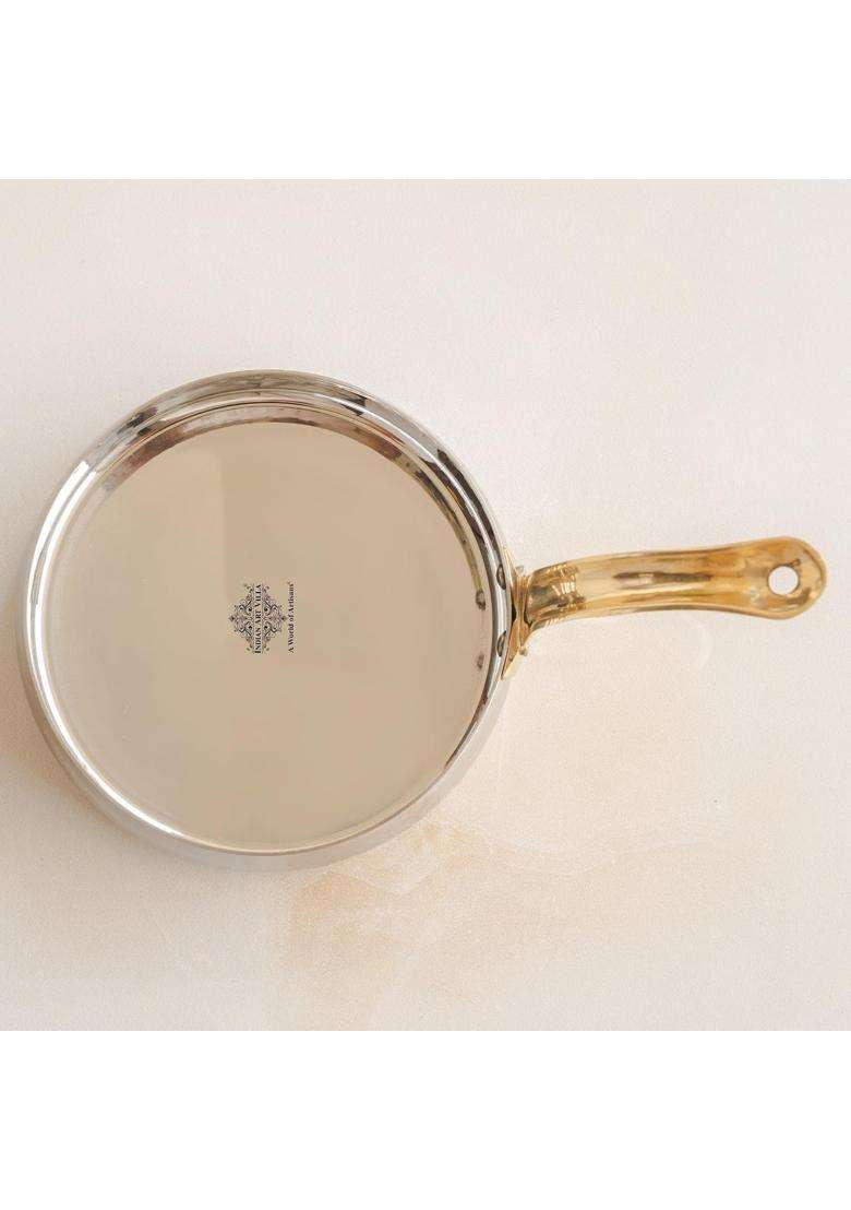 INDIAN ART VILLA Hammered Stainless Steel Curved Sauce Pan | 1 L | 1.1 Qt | 5.0 Inch - Indya
