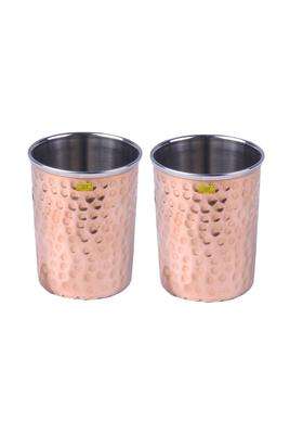 SHIV SHAKTI ARTS Handmade Steel Copper Hammered Glass | 2-Piece Set
