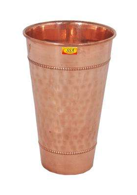 SHIV SHAKTI ARTS Hammered Copper Glass Big Lassi Glass Tumbler Cup with 2 Rings | 650 ml | 22 fl oz