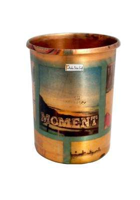 Prisha India Craft Pure Copper Digital Printed Design Glass Tumbler | 300 ml | 10.1 fl oz | 2-Piece Set