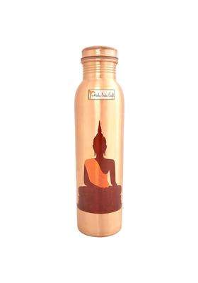 Prisha India Craft Buddha Design Printed Inside Pure Copper Water Bottle | 1000 ml | 33.8 fl oz