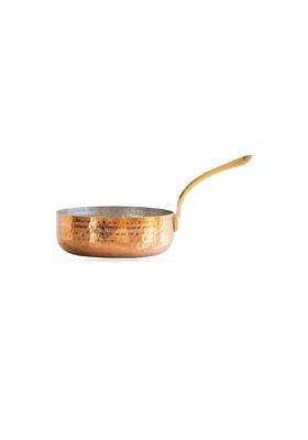 INDIAN ART VILLA Copper Cookware Round Pan with Hammered Design | 0.3 L | 0.3 Qt | 4.4 Inch | Tin Lined Kalai