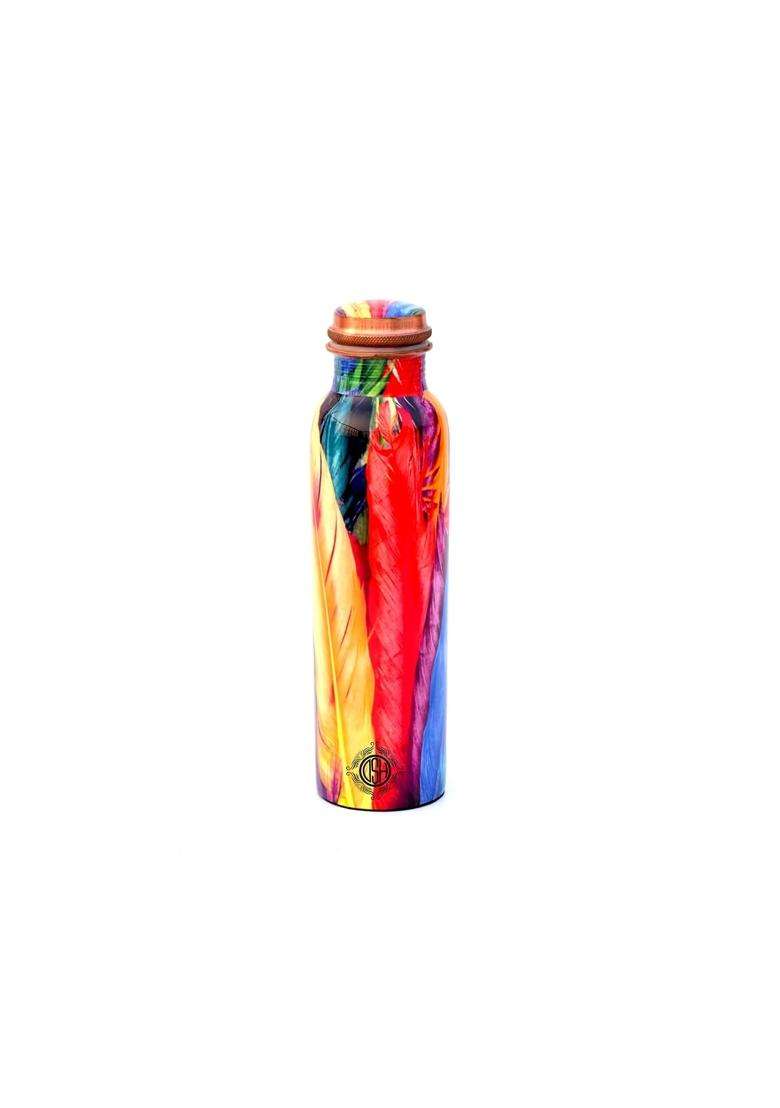 DSH CRAFTING YOUR CURIOSITY DSH Pure Copper Modern Art Printed Water Bottle | 1000 ml | 33.8 fl oz - Indya