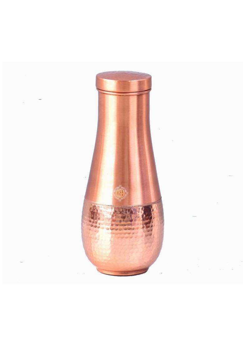 DSH CRAFTING YOUR CURIOSITY DSH Pure Copper Designer Water Pot with Lid Handmade Bottle and Carafe for Water - Indya