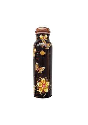 DSH CRAFTING YOUR CURIOSITY Copper Bottle Black for Water Printed Design with Butterfly | 1 L | 1.1 Qt