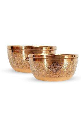 INDIAN ART VILLA Pure Copper Embossed Design Bowl Katori | 200 ml | 6.8 fl oz