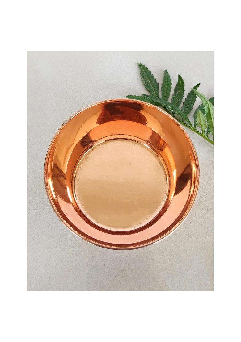 INDIAN ART VILLA Pure Copper Embossed Design Bowl Katori | 200 ml | 6.8 fl oz - Indya