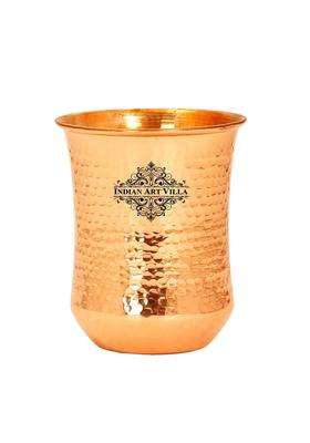 INDIAN ART VILLA Copper Hammered and Smooth Design Glass | 310 ml | 10.5 fl oz