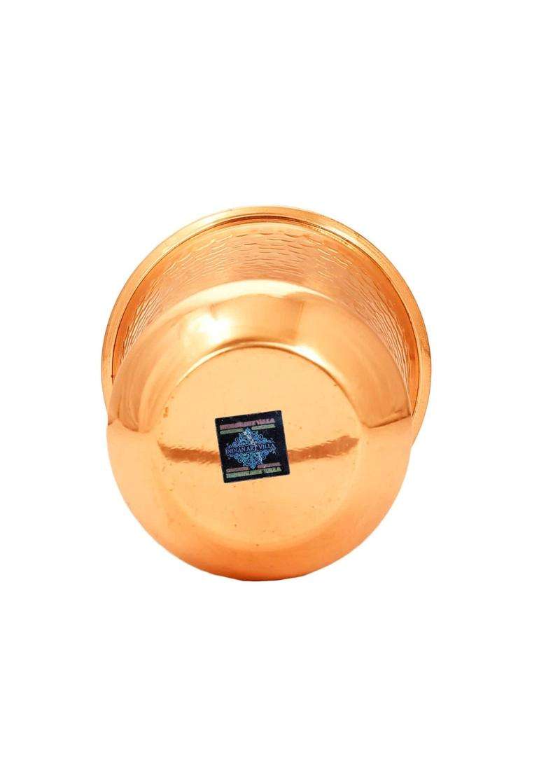 INDIAN ART VILLA Copper Hammered and Smooth Design Glass | 310 ml | 10.5 fl oz - Indya