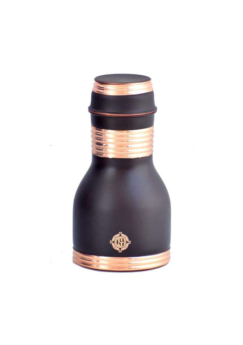 DSH CRAFTING YOUR CURIOSITY DSH Copper Bedroom Bottle Bedside Carafe with Inbuilt Glass Storage and Serving - Indya