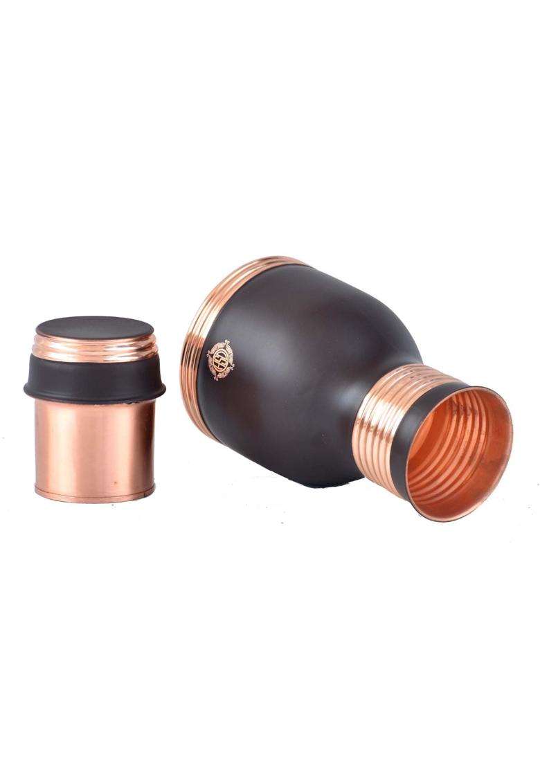 DSH CRAFTING YOUR CURIOSITY DSH Copper Bedroom Bottle Bedside Carafe with Inbuilt Glass Storage and Serving - Indya