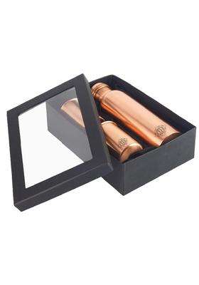 DSH CRAFTING YOUR CURIOSITY DSH Copper Water Bottle Set for with 2 Glasses | 1 L | 1.1 Qt | Handcrafted | Leak Proof
