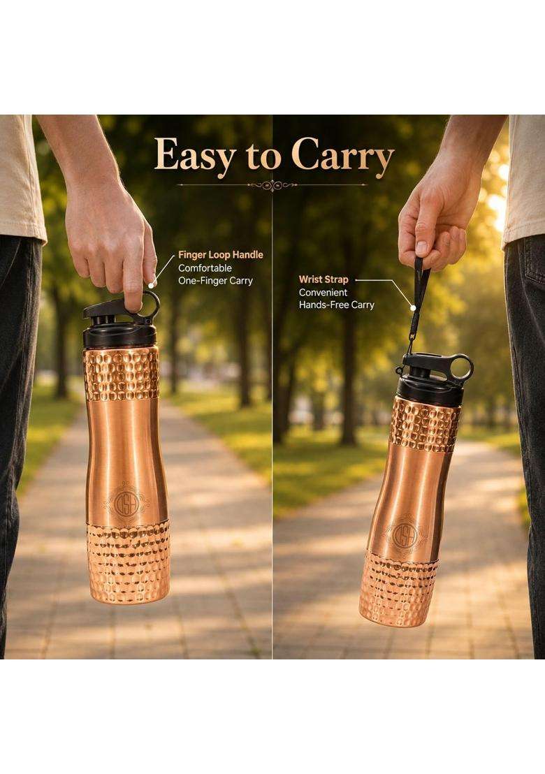 DSH CRAFTING YOUR CURIOSITY DSH Copper Water Bottle with Sipper | 1000 ml | 33.8 fl oz | Leak Proof - Indya