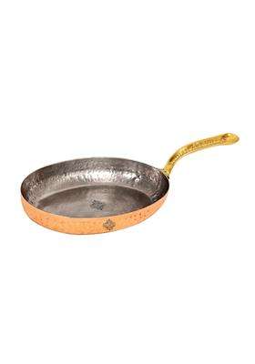 INDIAN ART VILLA Hammered Copper Oval Serving Pan Inside Tin Lining
